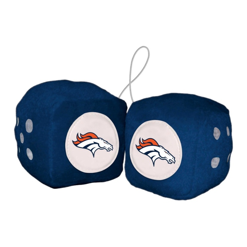 Denver Broncos Team Color Fuzzy Dice Decor 3" Set