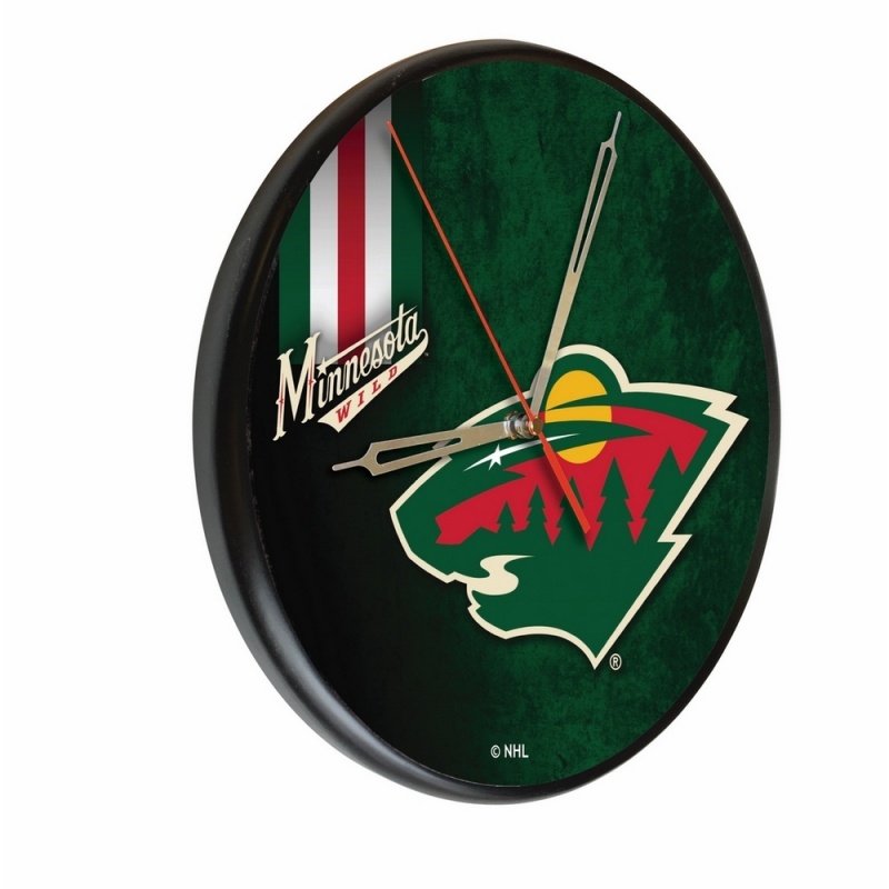 Minnesota Wild 13" Solid Wood Clock By Holland Bar Stool Co
