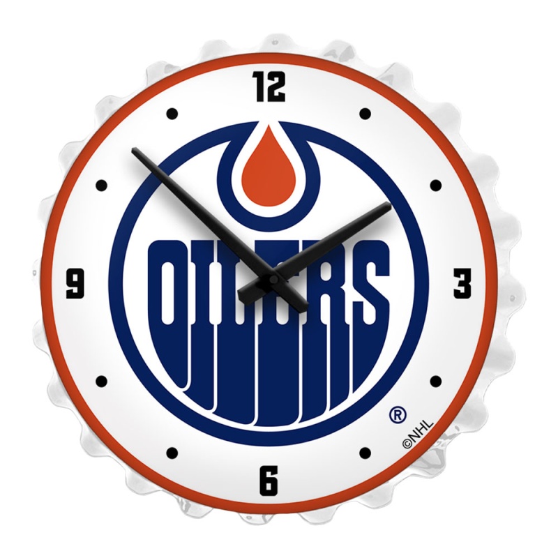 Edmonton Oilers: Bottle Cap Lighted Wall Clock