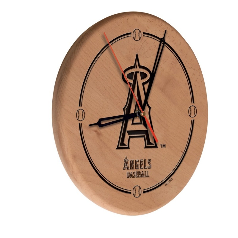 Los Angeles Angels 13" Solid Wood Engraved Clock