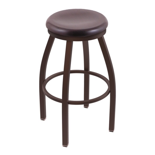 802 Misha Swivel Stool With Bronze Finish And Dark Cherry Oak Seat