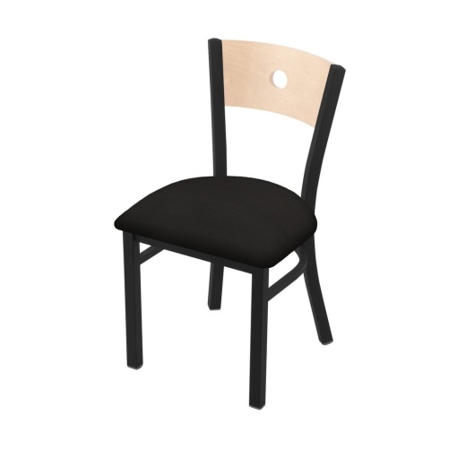 630 Voltaire 18" Chair With Black Wrinkle Finish, Natural Back, And Canter Espresso Seat