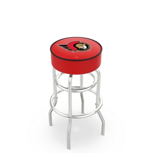 L7c1 4" Ottawa Senators Cushion Seat With Doublering Chrome Base Swivel Bar Stool By Holland Bar Stool Company