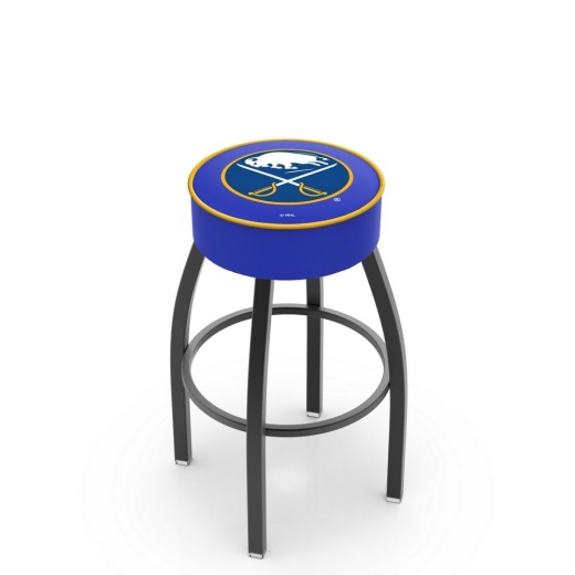 L8b1 4" Buffalo Sabres Cushion Seat With Black Wrinkle Base Swivel Bar Stool By Holland Bar Stool Company