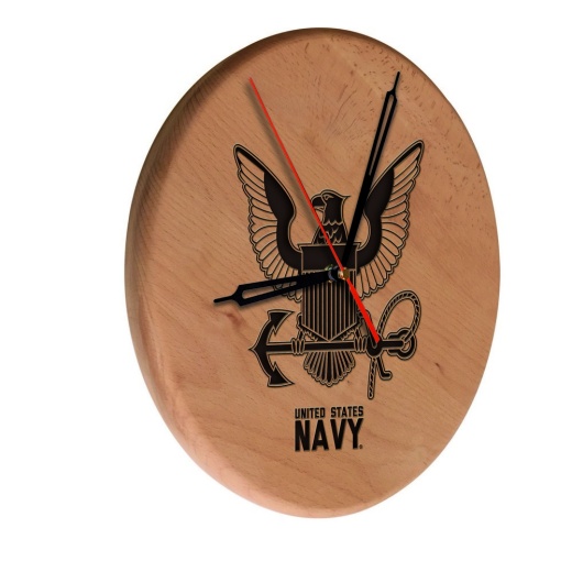 U.S. Navy Laser Engraved Wood Clock By The Holland Bar Stool Co