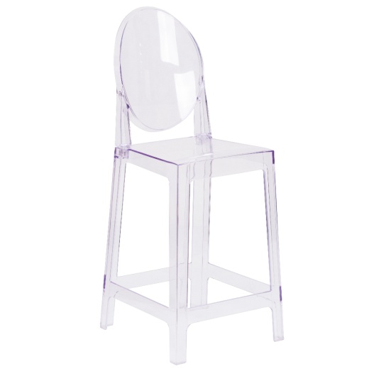 Revna Ghost Counter Stool With Oval Back In Revna Transparent Crystal