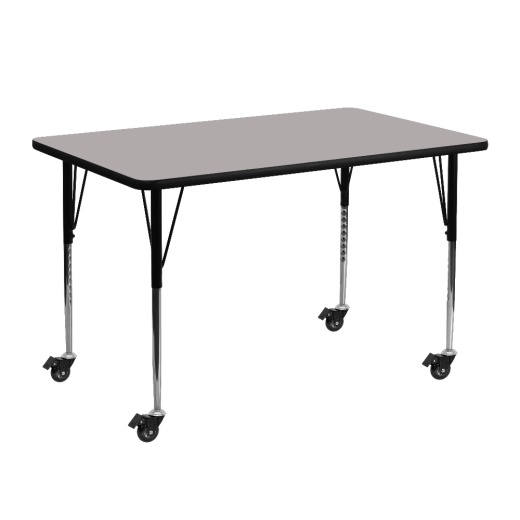 Wren Mobile 24''W X 48''L Rectangular Grey Hp Laminate Activity Table Standard Height Adjustable Legs