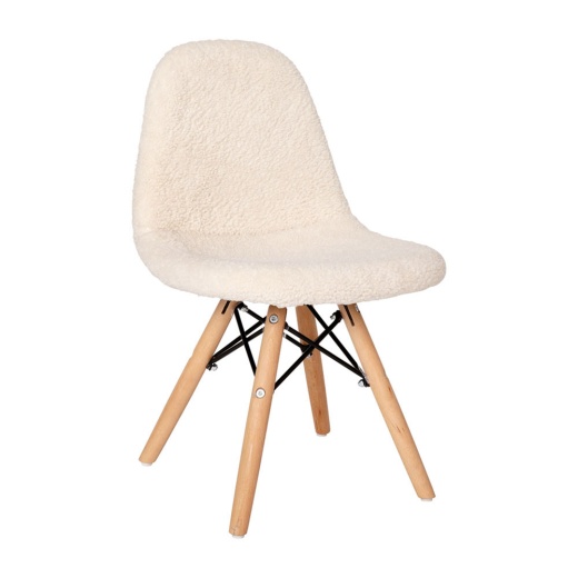 Zula Kid's Modern Padded Armless Faux Faux Shearling Accent Chair With Beechwood Legs In Offwhite