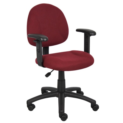 Boss Burgundy Deluxe Posture Chair W/ Adjustable Arms