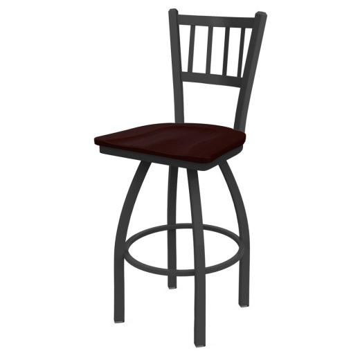 810 Contessa Swivel Stool With Pewter Finish And Dark Cherry Oak Seat