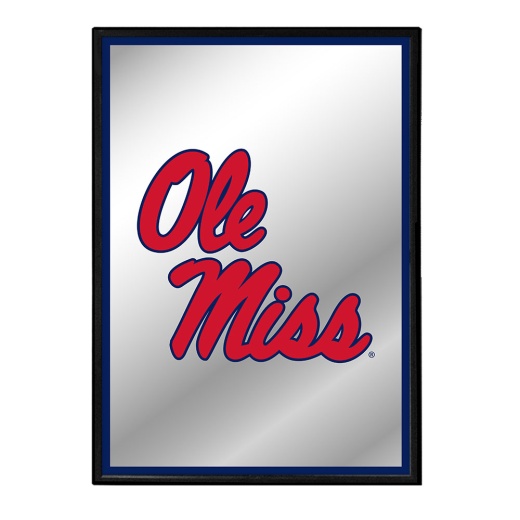 Ole Miss Rebels: Stacked Logo Framed Mirrored Wall Sign