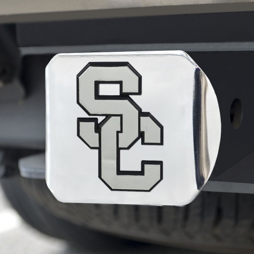 Southern California Trojans Chrome Metal Hitch Cover With Chrome Metal 3D Emblem