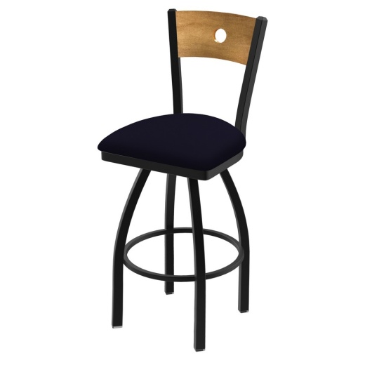 830 Voltaire Swivel Stool With Black Wrinkle Finish, Medium Back And Canter Twilight Seat
