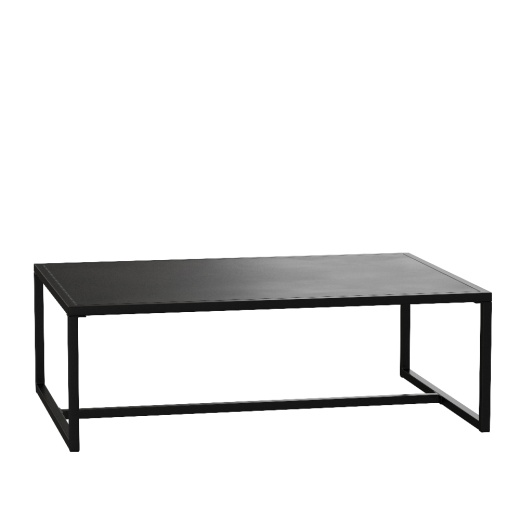 Brock Outdoor Patio Coffee Table Commercial Grade Black Coffee Table For Deck, Porch, Or Poolside Steel Square Leg Frame