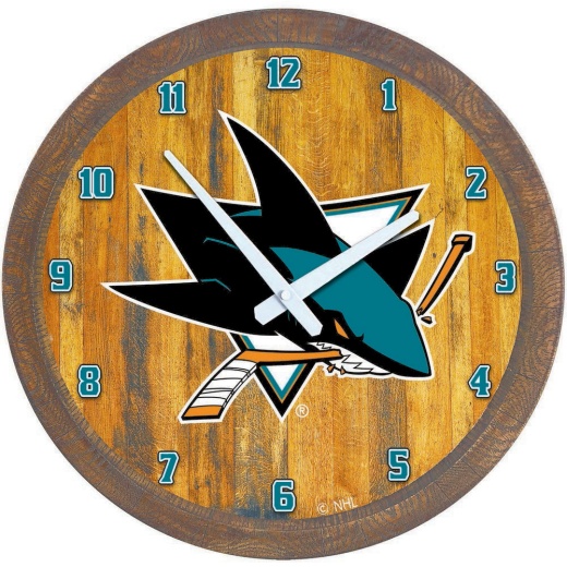 San Jose Sharks: "Faux" Barrel Top Wall Clock