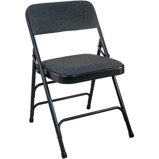Advantage Black Padded Metal Folding Chair Black 1In Fabric Seat