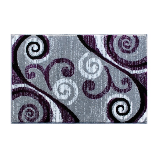 Valli Collection 2' X 3' Purple Abstract Area Rug Olefin Rug With Jute Backing Hallway, Entryway, Bedroom, Living Room