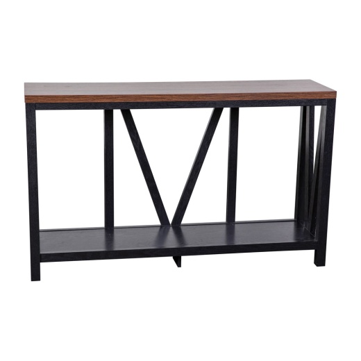 Charlotte Farmhouse 2Tier Console Accent Table Black Finish Engineered Wood Frame Walnut Finish Tabletop For Entryway Or Living Room