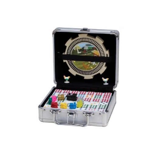 Dbl 12 Pro Mexican Train Dom/Chicken Dom Set W/ Whistling Hub In Alum Case