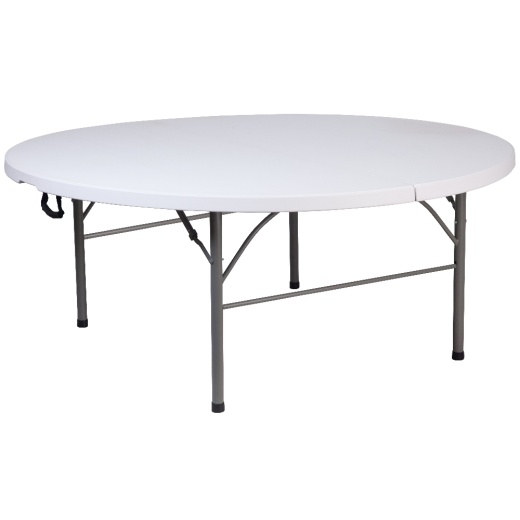 Kathryn 5.89Foot Round Bifold Granite White Plastic Banquet And Event Folding Table With Carrying Handle
