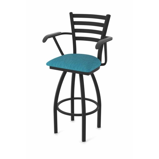 415 Jackie With Arms Swivel Stool With Black Wrinkle Finish And Graph Tidal Seat