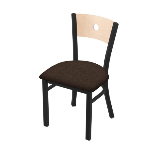 630 Voltaire 18" Chair With Black Wrinkle Finish, Natural Back, And Rein Coffee Seat