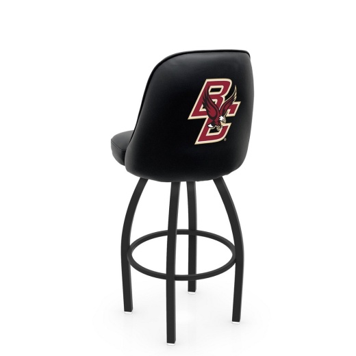 L048 Logo Grizzly Boston College Swivel Stool With Black Wrinkle Finish By Holland Stool Co