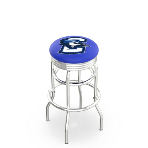 L7c3c Chrome Double Ring Creighton Swivel Bar Stool With 2.5" Ribbed Accent Ring By Holland Bar Stool Company