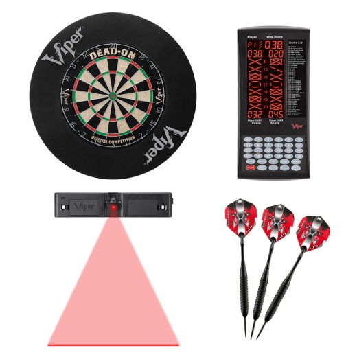 Viper Deadon Bristle Dartboard, Viper Proscore, Viper Black Mariah Steel Tip Darts 22 Grams, Throw Line Light, And Viper Wall Defender