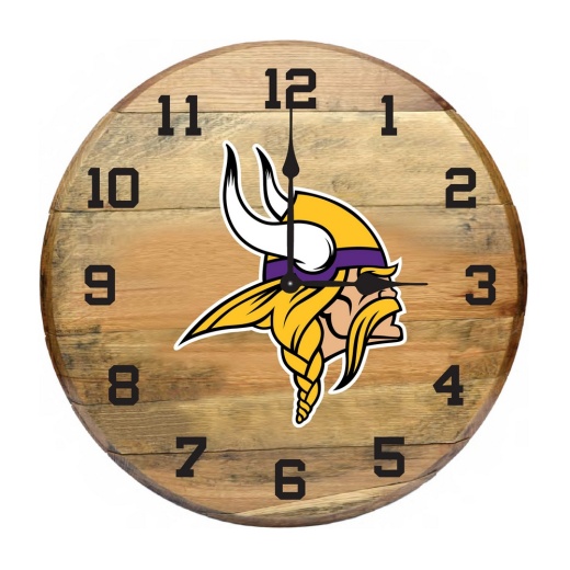 Minnesota Vikings Oak Barrel Clock