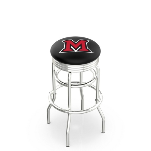 L7c3c Chrome Double Ring Miami (Oh) Swivel Bar Stool With 2.5" Ribbed Accent Ring By Holland Bar Stool Company
