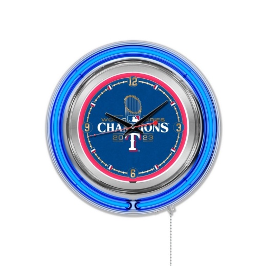 Texas Rangers 2023 World Series Champions Double Neon Wall Clock By Hbs