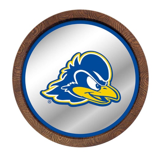 Delaware Blue Hens: "Faux" Barrel Top Mirrored Wall Sign