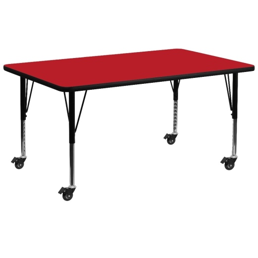 Wren Mobile 30''W X 72''L Rectangular Red Hp Laminate Activity Table Height Adjustable Short Legs