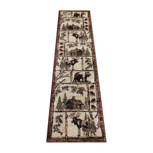 Vale Collection 2' X 7' Rustic Wildlife Themed Area Rug Olefin Rug With Jute Backing Entryway, Living Room, Or Bedroom