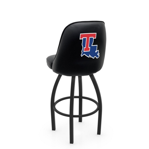 L048 Logo Grizzly Louisiana Tech Swivel Stool With Black Wrinkle Finish By Holland Stool Co