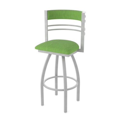 860 Hunter Swivel Stool With Anodized Nickel Finish And Graph Parrot Seat And Back
