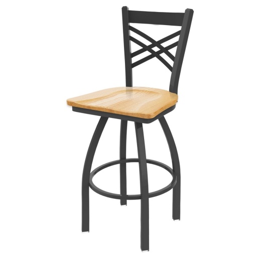 820 Catalina Swivel Stool With Pewter Finish And Natural Oak Seat