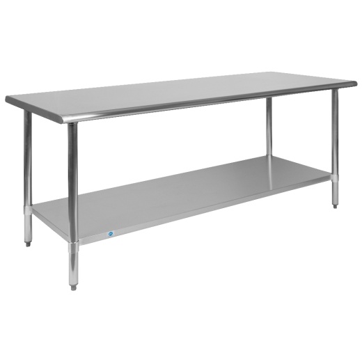 Reader Stainless Steel 18 Gauge Prep And Work Table With Undershelf Nsf Certified 72"W X 30"D X 34.5"h
