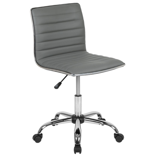 Alan Low Back Designer Armless Light Gray Ribbed Swivel Task Office Chair