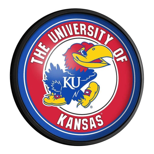 Kansas Jayhawks: Round Slimline Lighted Wall Sign