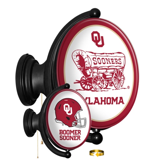 Oklahoma Sooners: Double Sided Original Oval Rotating Lighted Wall Sign