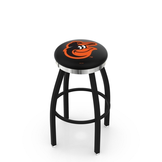 L8b2c Baltimore Orioles Swivel Stool With A Black Wrinkle And Chrome Finish By Hbs