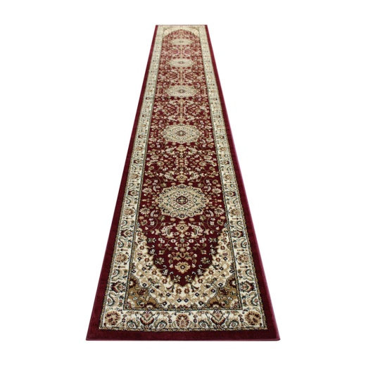 Mersin Collection Persian Style 3' X 15' Burgundy Area Rug Olefin Rug Jute Backing Hallway, Entryway, Bedroom, Living Room
