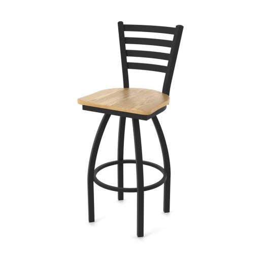 410 Jackie 36" Swivel Bar Stool With Black Wrinkle Finish And Natural Oak Seat