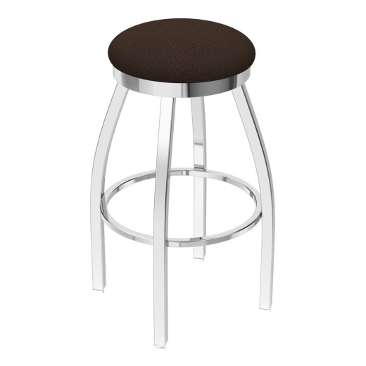 802 Misha Swivel Stool With Chrome Finish And Rein Coffee Seat
