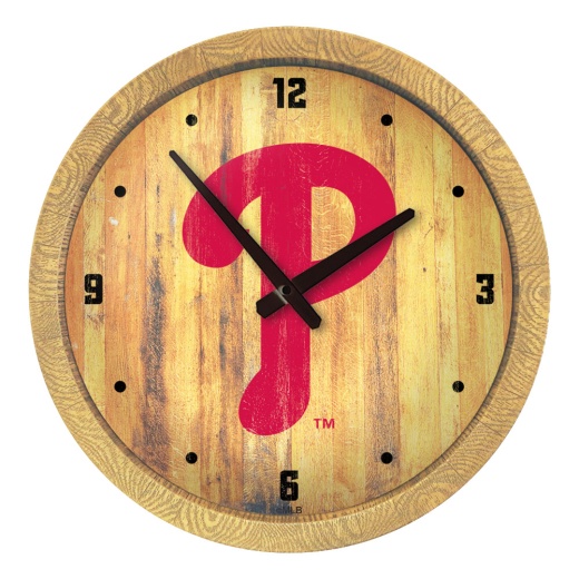 Philadelphia Phillies: Logo Weathered "Faux" Barrel Top Clock