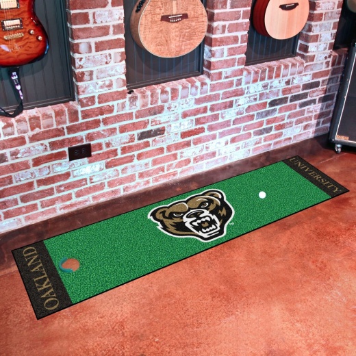 Oakland Golden Grizzlies Putting Green Mat 1.5Ft. X 6Ft