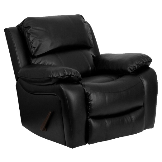 Kyle Black Leathersoft Rocker Recliner + Headrest Cover