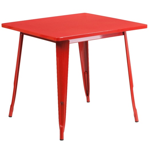 Felix Commercial Grade 31.5" Square Red Metal Indooroutdoor Table